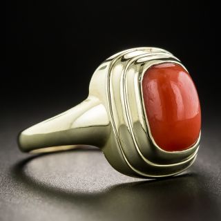 Vintage Coral Cabochon Ring 