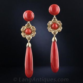 Vintage Coral Dangle Earrings