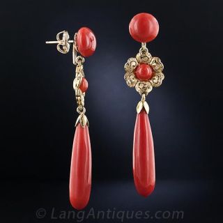 Vintage Coral Dangle Earrings