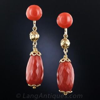 Vintage Coral Drop Earrings
