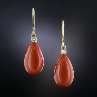 Vintage Coral Drop Earrings 