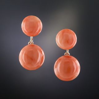 Vintage Coral Drop Earrings - 1