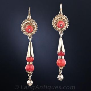 Vintage Coral Drop Earrings