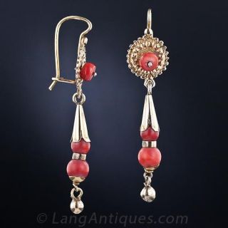 Vintage Coral Drop Earrings