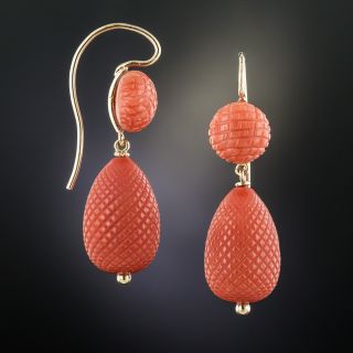 Victorian Coral Pineapple Earrings