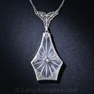 Vintage Crystal and Diamond Filigree Lavalier
