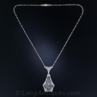 Vintage Crystal and Diamond Filigree Lavalier