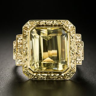 Vintage Deco Style 9.50 Carat Citrine Ring - 3
