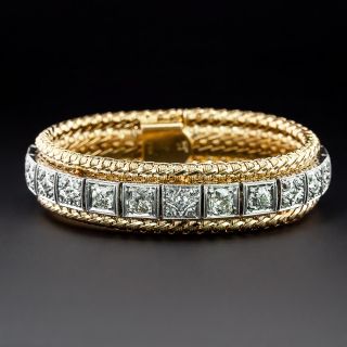 Vintage Diamond and Gold Bordered Line Bracelet - 1