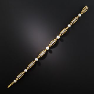 Vintage Diamond and Natural Pearl Bracelet, Circa 1900