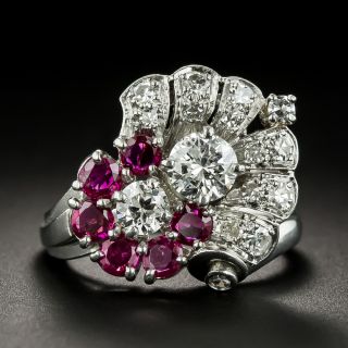 Vintage Diamond and Ruby Ring by Peacock - 1