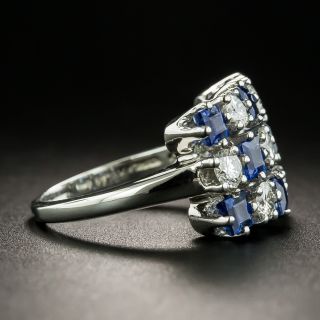 Vintage Diamond and Sapphire Checkerboard Ring by J.E. Caldwell