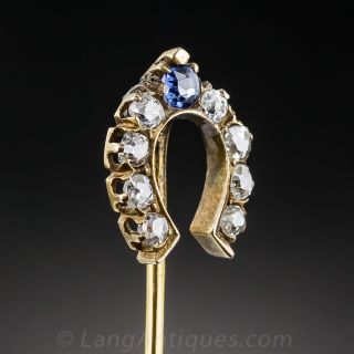 Vintage Diamond and Sapphire Horseshoe Stickpin