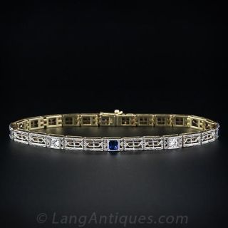 Vintage Diamond and Synthetic Sapphire Bracelet