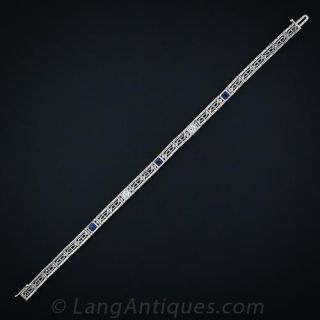 Vintage Diamond and Synthetic Sapphire Bracelet