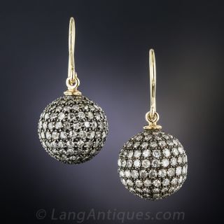 Vintage Diamond Ball Earrings - 3
