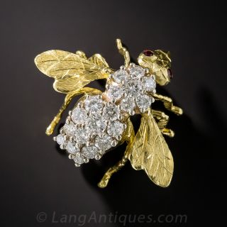 Vintage Diamond Bee Pin - 1