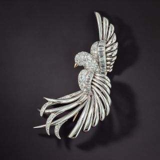 Diamond Platinum Bird Brooch - 1