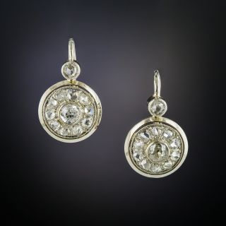Vintage Diamond Cluster Drop Earrings - 2