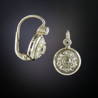 Vintage Diamond Cluster Drop Earrings