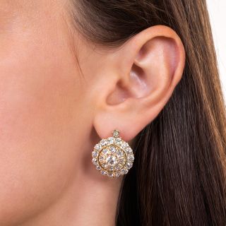 Vintage Diamond Cluster Earrings, Circa 1900