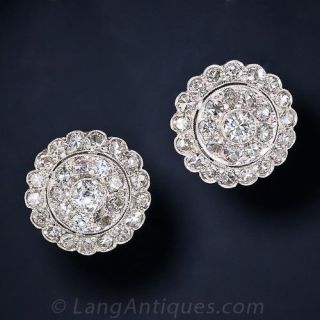 Vintage Diamond Cluster Earrings