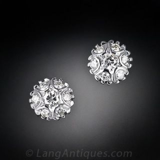 Vintage Diamond Cluster Stud Earrings
