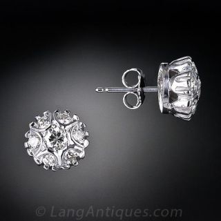 Vintage Diamond Cluster Stud Earrings