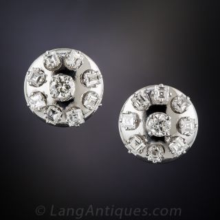 Vintage Diamond Disc Earrings