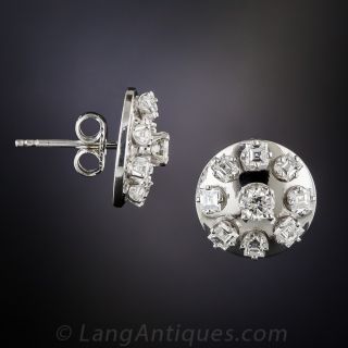 Vintage Diamond Disc Earrings