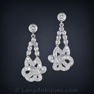 Vintage Diamond Drop Earrings in Platinum