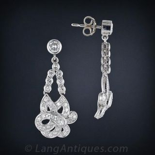 Vintage Diamond Drop Earrings in Platinum