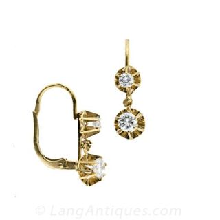Vintage Diamond Earrings, French