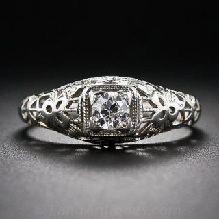 Vintage Diamond Filigree Engagement Ring