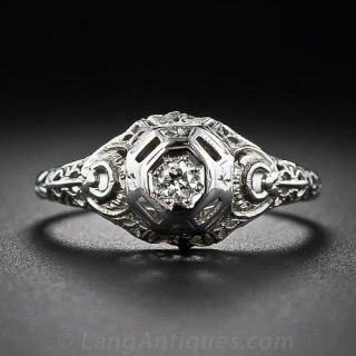 Vintage Diamond Filigree Engagement Ring