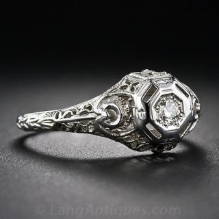 Vintage Diamond Filigree Engagement Ring