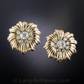 Vintage Diamond Flower Earrings
