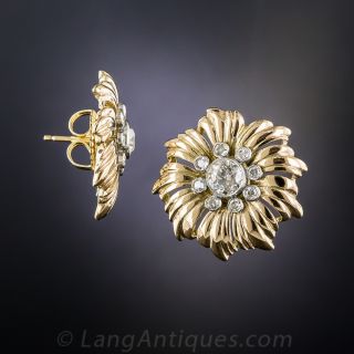 Vintage Diamond Flower Earrings