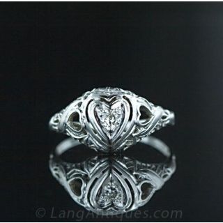 Vintage Diamond Heart Ring Main View