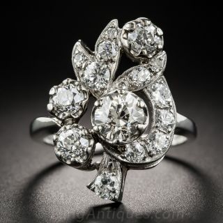 Vintage Diamond Leaf Motif Ring - 2.45 Carats