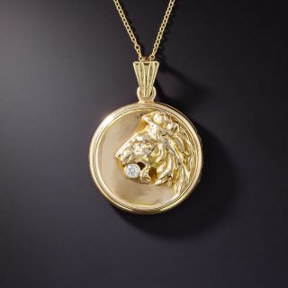 Vintage Diamond Lion's Head Locket  - 1