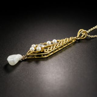 Vintage Diamond Pearl Lavaliere 