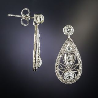 Vintage Diamond Platinum Drop Earrings
