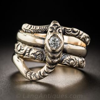 Vintage Diamond Snake Ring