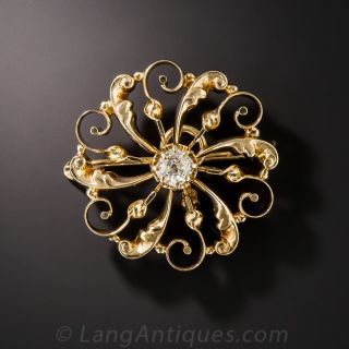 Vintage Diamond Swirl Pin/pendant - 2
