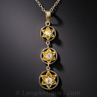 Vintage Diamond Triple Drop Pendant