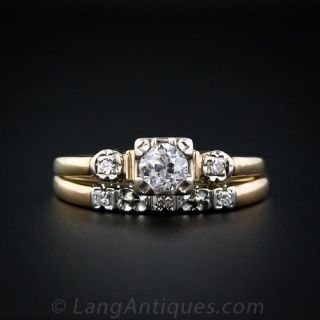 Vintage Diamond Two-Tone Wedding Set