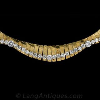 Vintage Diamond 'Wave' Necklace