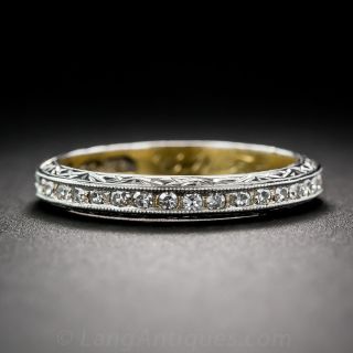 Vintage Diamond Wedding Band 22K and Platinum - size 5 3/4