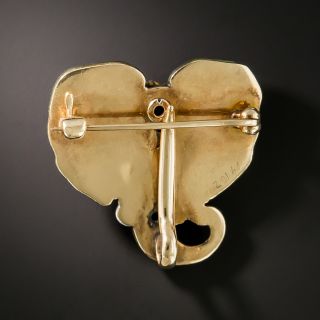 Vintage Elephant Brooch with Diamond